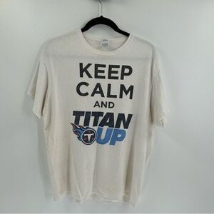 Keep Calm Titan Up Adult Men's T-Shirt Short Sleeve White NFL Fan Size Large